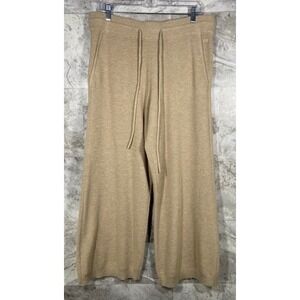 Vineyard Vines Women's Tan Wool Blend Knit Wide Leg Drawstring Pants Sz Large
